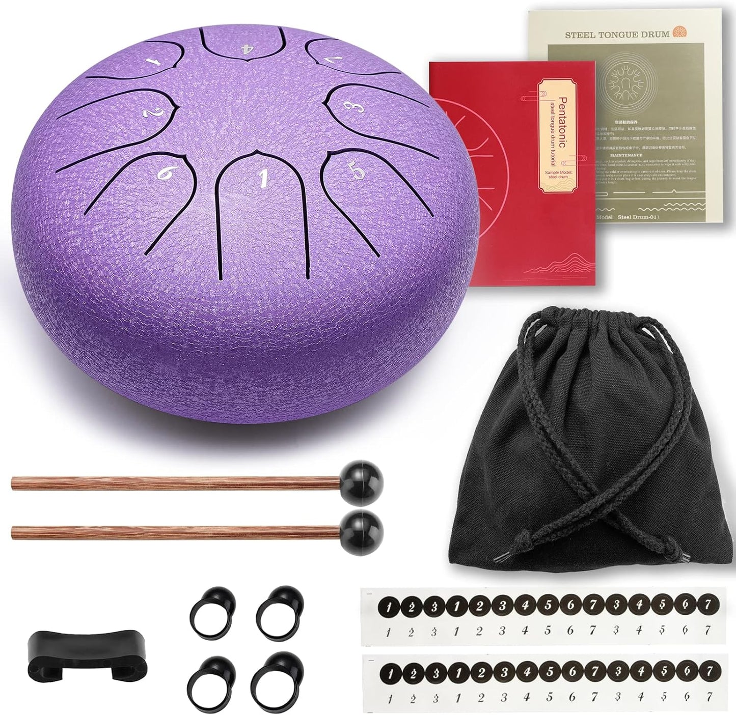 Steel Tongue Drum Percussion, 6 Inch 8 Notes Musical Instruments, Music Gifts for Family Friends (Lavender)