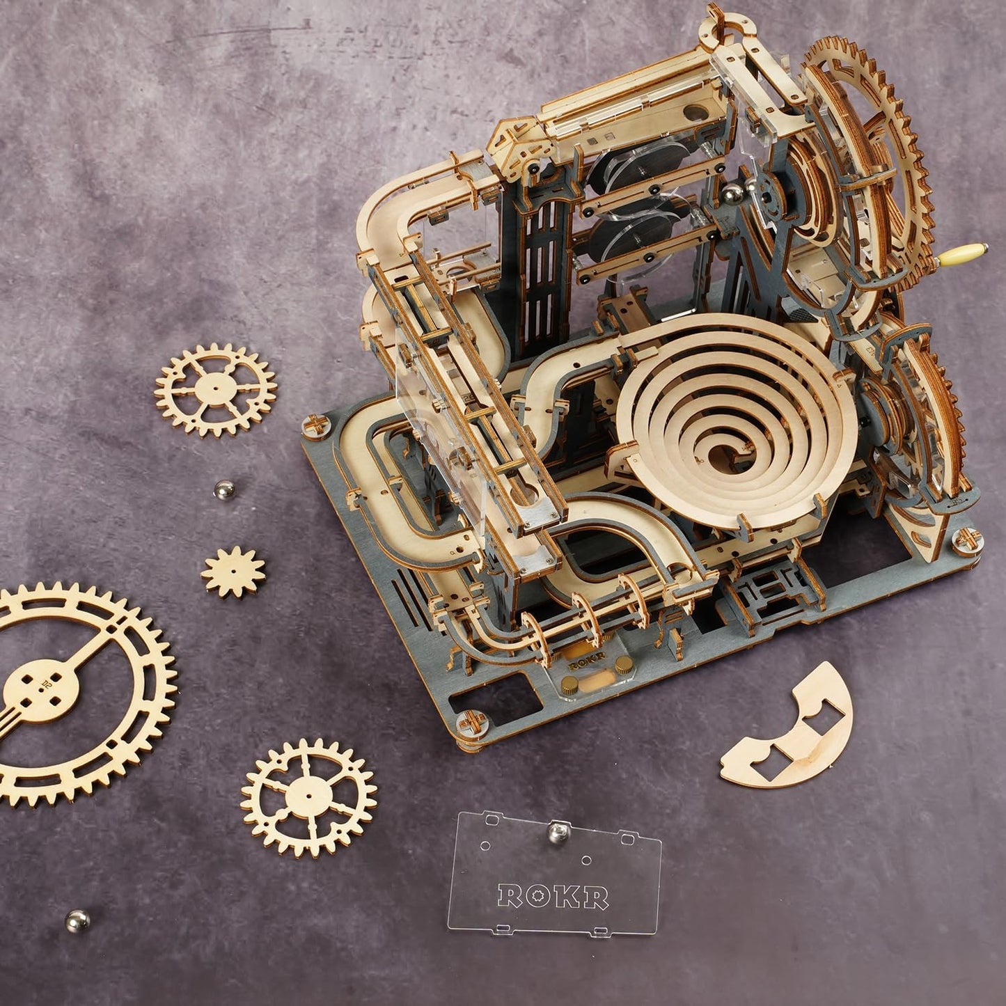 ROKR 3D Wooden Puzzles for Adults Marble Run Model Building Kit(LGA01 Marble Night City)