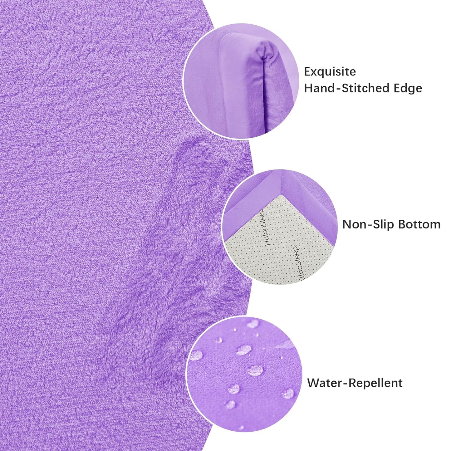 Baby Play Mat for Floor,1.3" Thick Elasti-Foam 50x50 Playpen Mat for Toddlers Infant Kids,Water-Repellent Soft Coral Velvet for Tummy Time,Non-Slip Backing for Crawling,Tatami Style(Lavender)