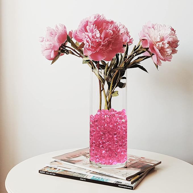 Super Z Outlet Acrylic Color Faux Round Diamond Crystals Treasure Gems for Table Scatters, Vase Fillers, Event, Wedding, Birthday Decoration Favor, Arts & Crafts (1 Pound, 240 Pieces) (Pink)