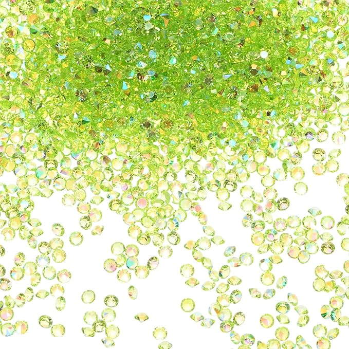 14400-Pack Acrylic Diamonds, 0.12 Inch/3mm Wedding Table Scatter Confetti Crystals for Vase Fillers/Art Craft, Acrylic Diamonds Gems [Light Green AB]
