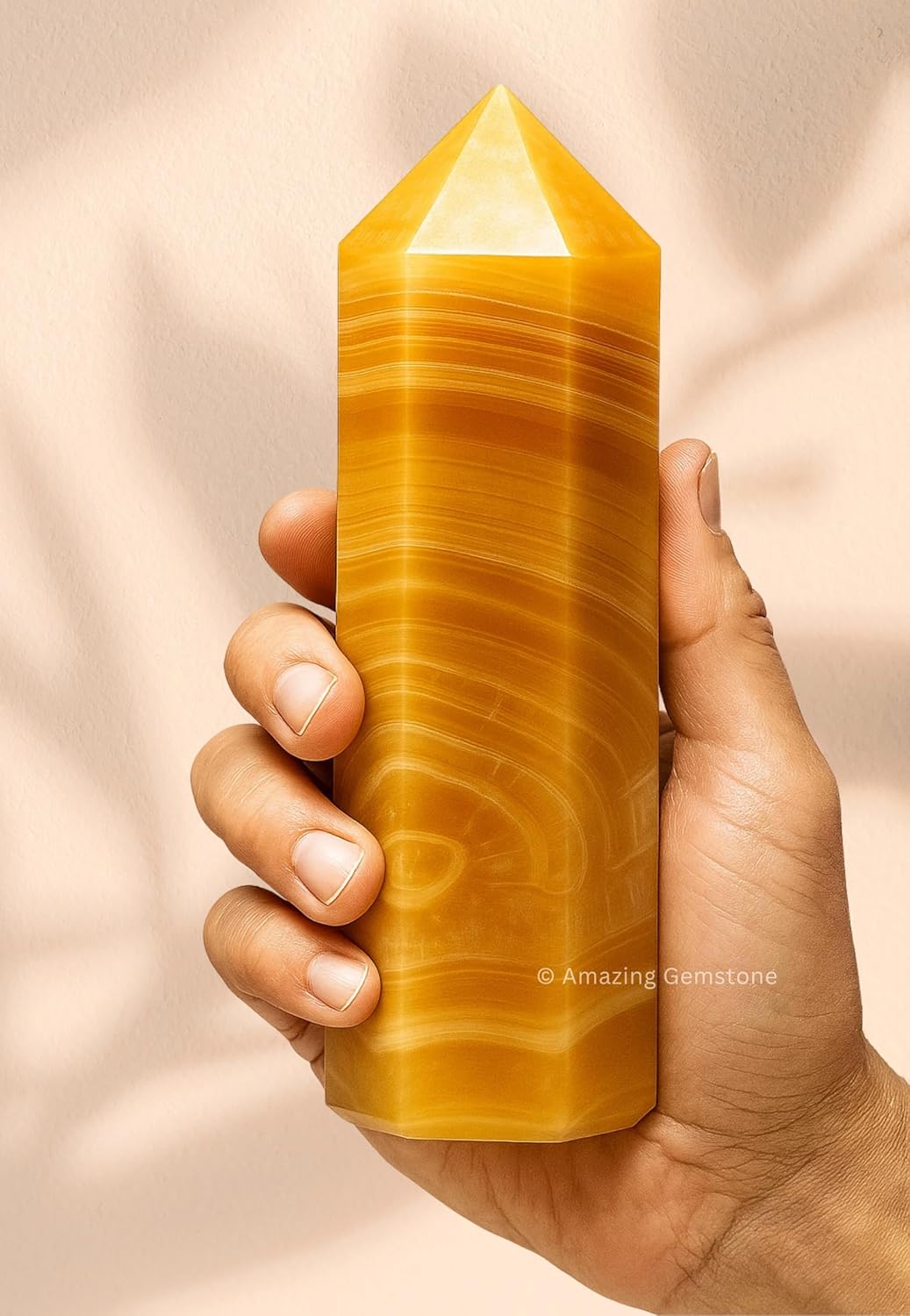 Amazing Gemstone Large Yellow Calcite Crystal Towers ~ Natural Healing Crystal Point Obelisk for Reiki Healing and Crystal Grid (5.5 to 6 INCH)