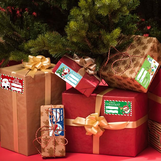 ALODNY 500 Pcs Christmas Gift Tags Stickers,Self-Adhesive Name Tag,Christmas Labels Gift Tags for Christmas Presents Holiday Decorations