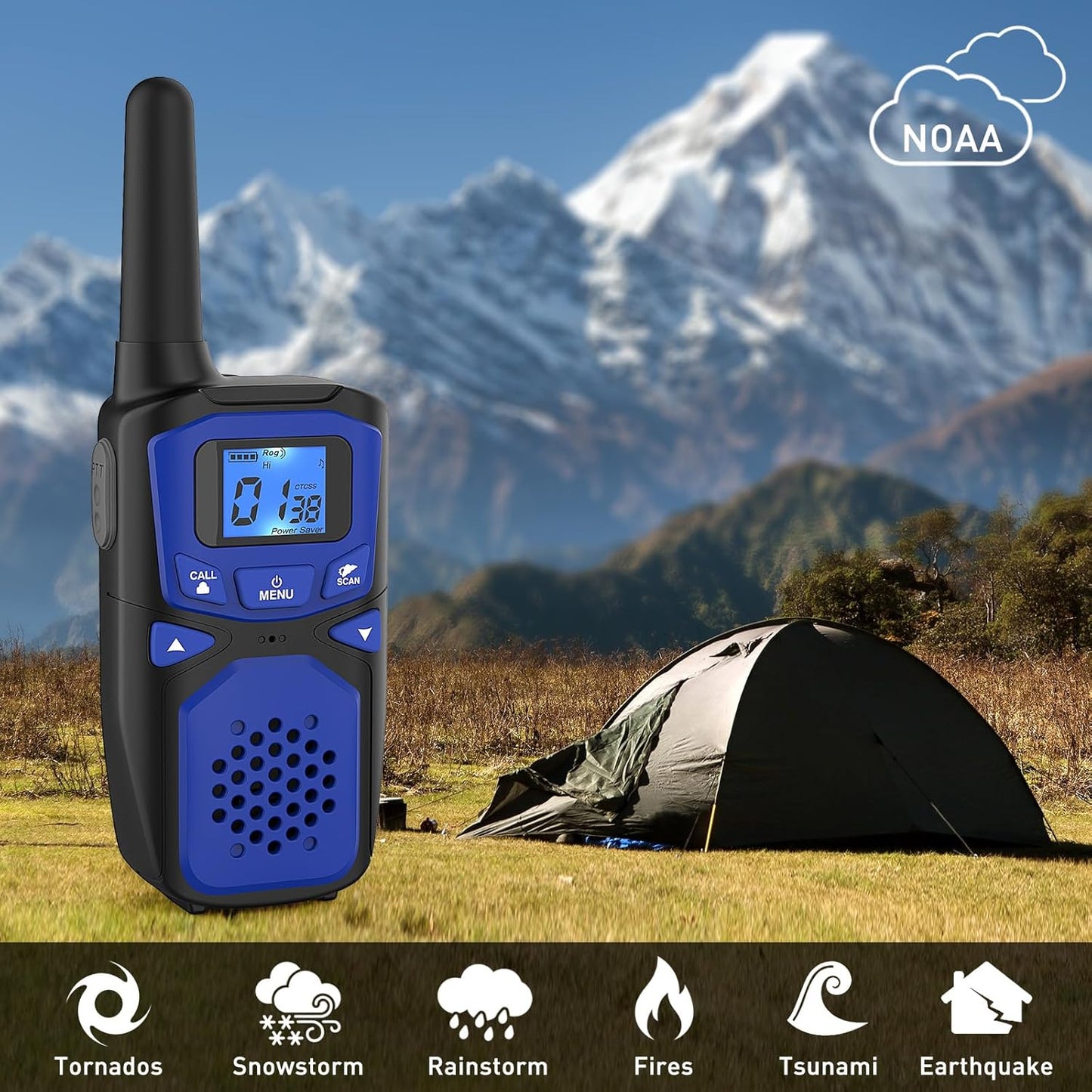 Adult Walkie Talkies 2 Pack, WokTok Rechargeable Long Range Walkie Talkies 2 Way Walkie Talkies, 22 Channels VOX Scanning LCD Display Ideal for Gift Giving, Family Camping and Hiking