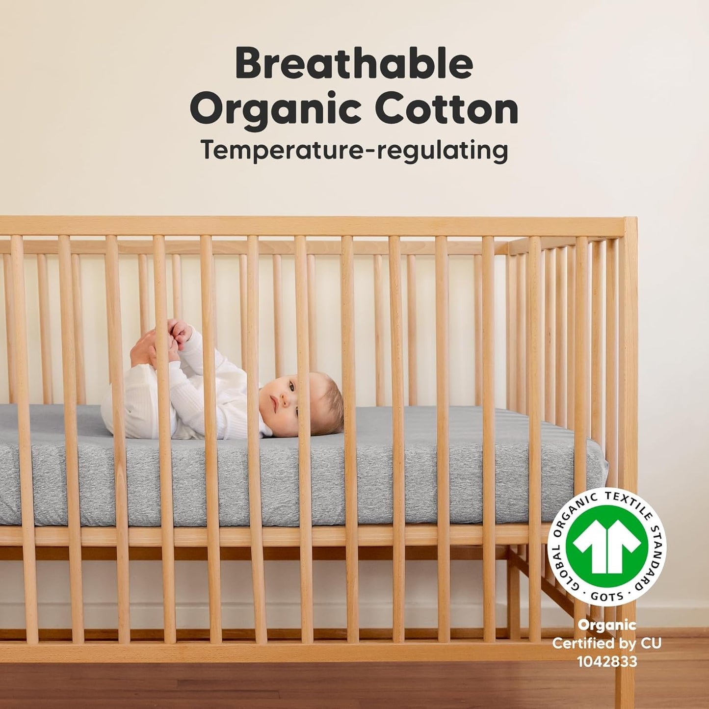 KeaBabies 2-Pack Organic Crib Sheets for Boys, Girls - 52x28 Fitted Crib Mattress Sheet Neutral, Breathable Jersey Cotton Cover for Baby Bed, Toddler Mattress, Soft & Cute Prints (Cloud)