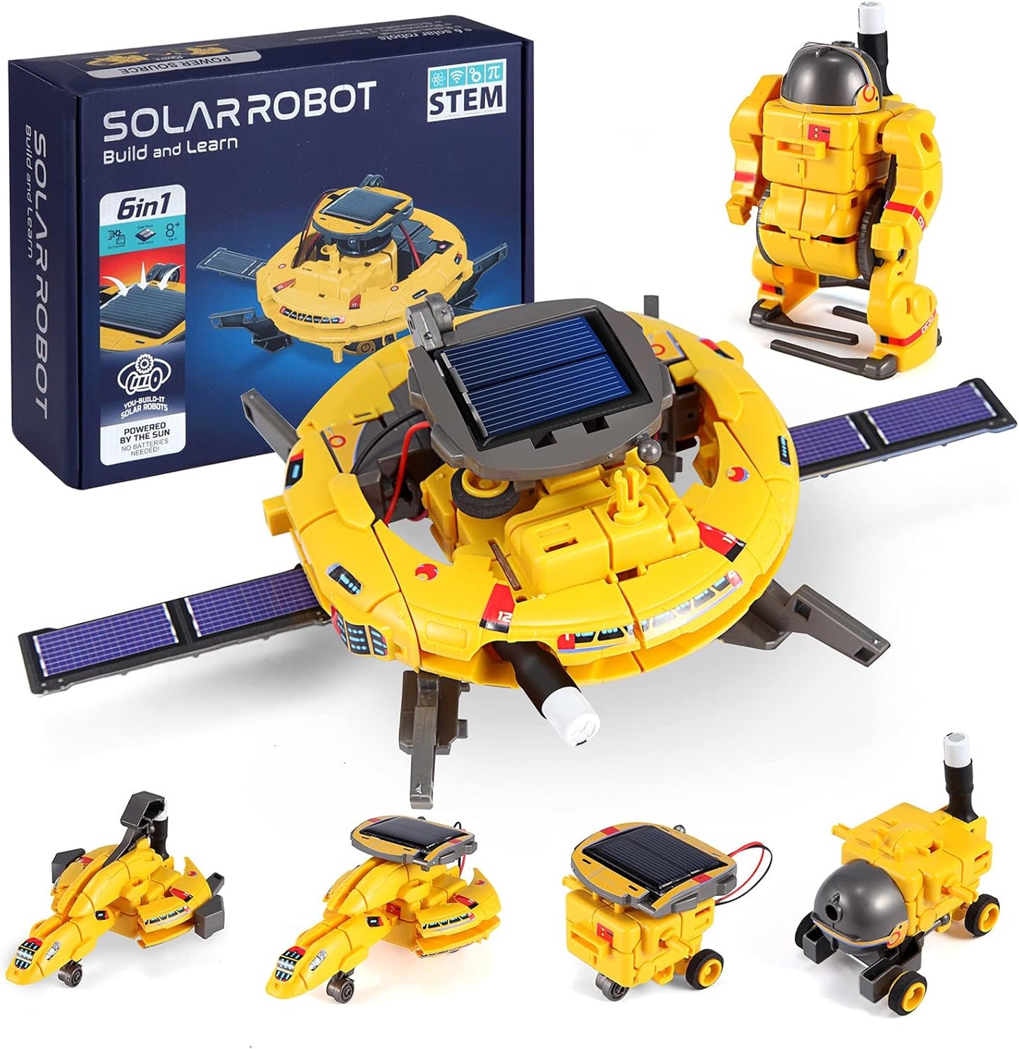 COBFDHA STEM Projects for Kids Age 8-12, Science Kits Boys, Solar Robot Space Toys Gifts 8-14 Year Old Teen Boys Girls, 120Pcs Building Experiments Robots Teenage Ages 9 10 11 12 , Yellow