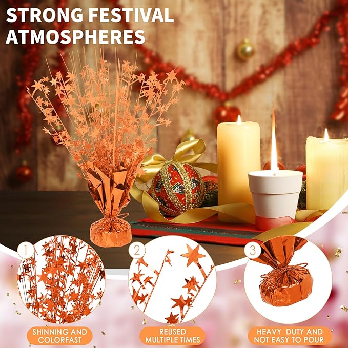 6 Pack Star Table Centerpieces for Party, Birthday Table Decorations for Kids Adults, Party Centerpieces for Tables for Wedding Baby Shower Graduation Holiday Event (Orange)