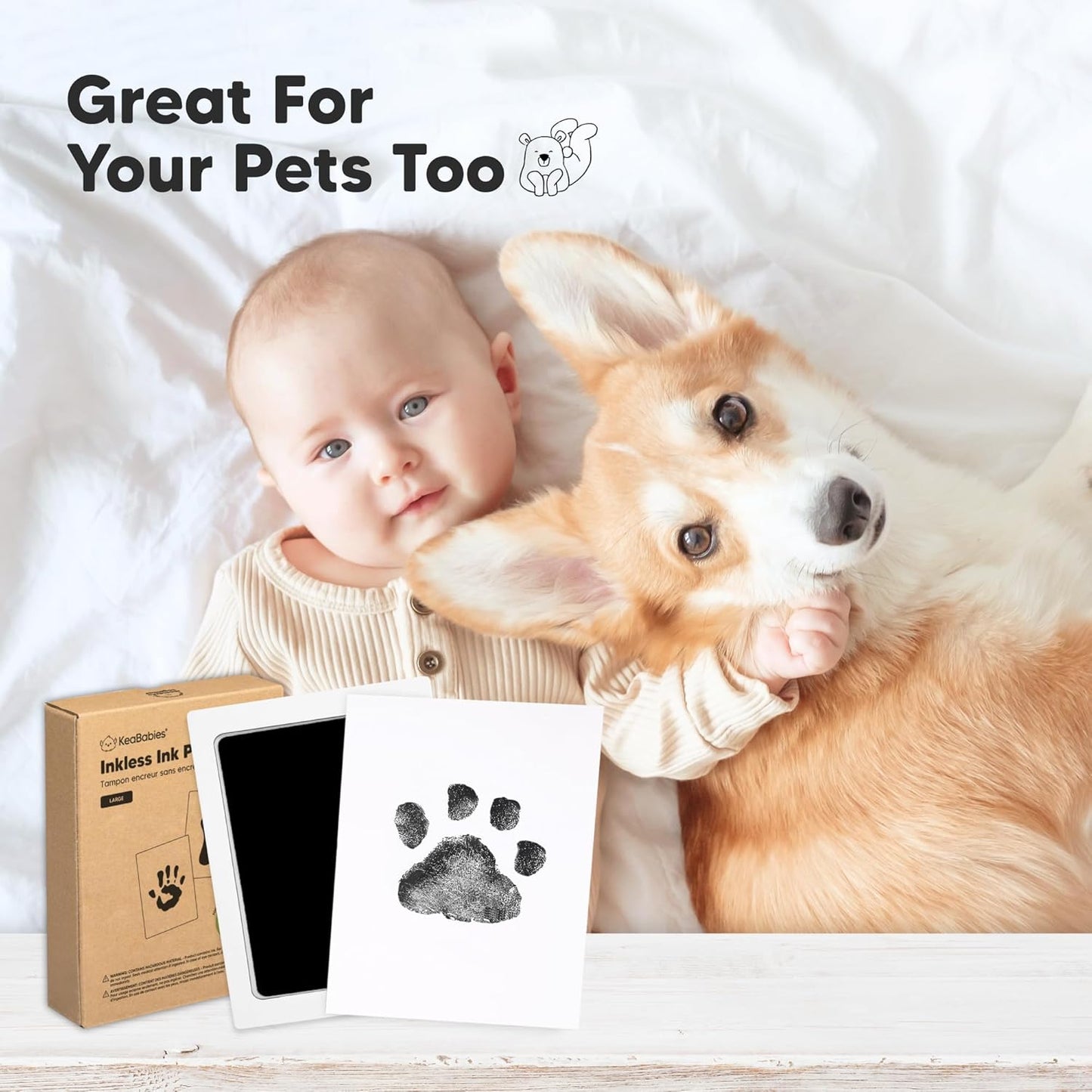 4-Pack Inkless Baby Hand and Footprint Kit - Mess Free Ink Pad for Newborn Keepsake, Dog Nose & Paw Print Kit, Clean Touch Ink Pad for Baby Hand & Footprints, Ideal New Mom Gifts (Holidays, L)