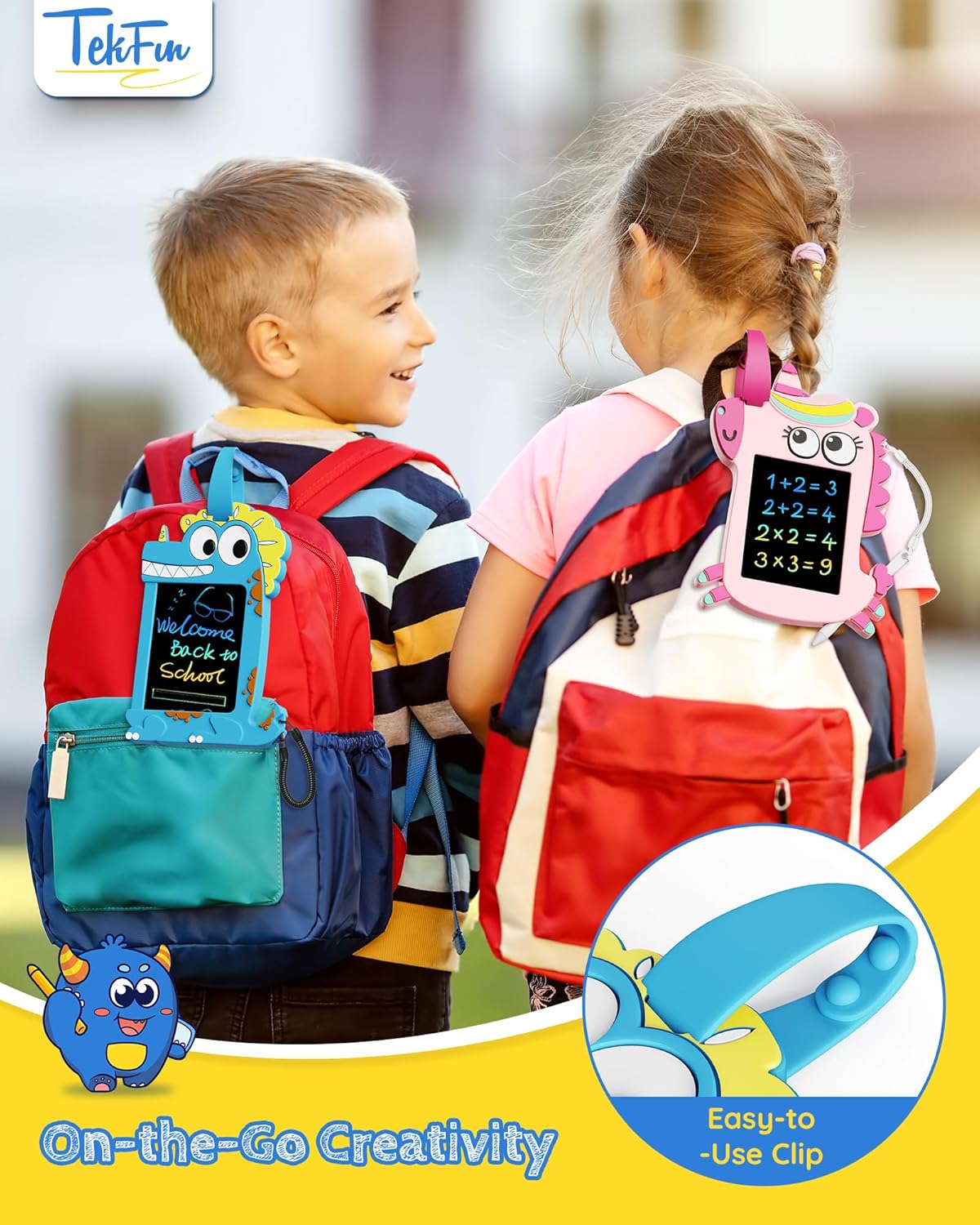 TEKFUN NanoDoodle Toys, Dinosaur Toys for Kids 4.5in LCD Writing Tablet Drawing Board for Classroom School Home, Christmas Gifts for Boys Girls 3-10 Years Old