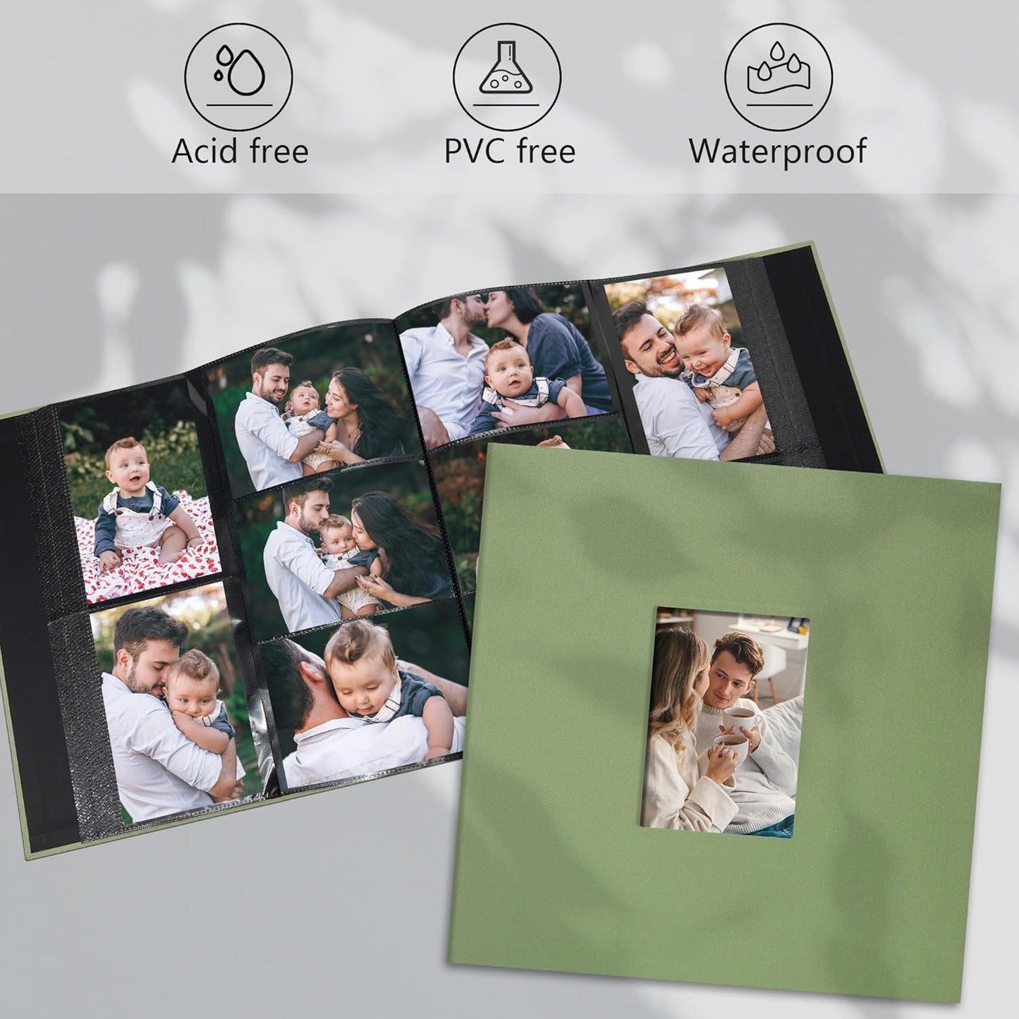 Photo Album 4x6 Pictrues 600 Pockets Linen Cover with Front Window Large Picture Book for Family Travel Wedding and Memory Keepsake Organizer Gray Blue