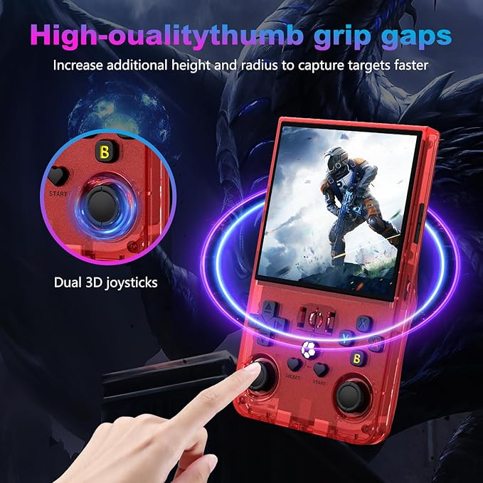 R36MAX Retro Handheld Game Console, 4.0 Inch 720x720 IPS Screen, Built-in 22,000+ Classic Game, Portable Hand Held Open Source Linux System, 4000mAh Battery Retro Gaming Console (Red 128GB)