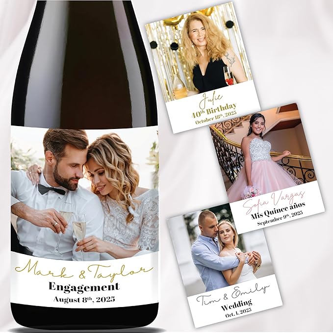 Personalized Wine Bottle Label Photo label Custom Sticker 50th Birthday 60/70th Birthday Wine Label with photo. Custom Champagne Label Graduation