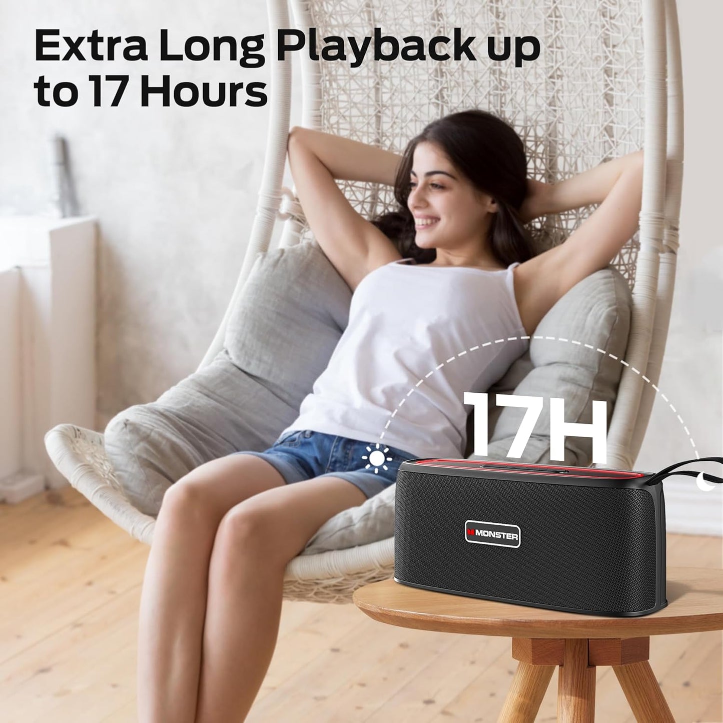 Monster Shock Portable Bluetooth Speaker,30W Loud Sound, IPX6 Waterproof Speaker,17 Hours Playback, Bluetooth 5.4 TWS Pairing Portable Wireless Speaker for Home, Outdoors