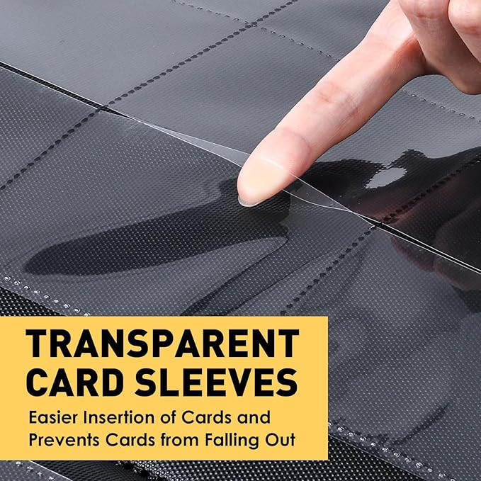 16 Pocket Card Binder,1280 Pockets Ringless Trading Card Binder,Premium Zipper Card Album Folder for TCG,MTG,Game&Sports Cards(BLACK)