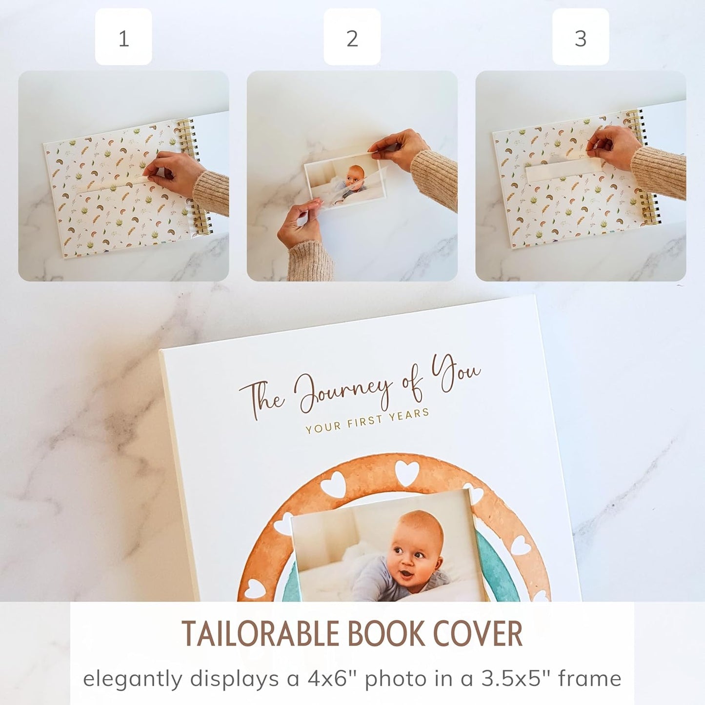 Baby Album Memory Book for Girl or Boy - First 5 Years Unisex Bohemian Rainbow Keepsake Journal to Log Newborn Milestone - Photo Album Scrapbook for Baby Shower - Unique New Parents Gifts for Couples