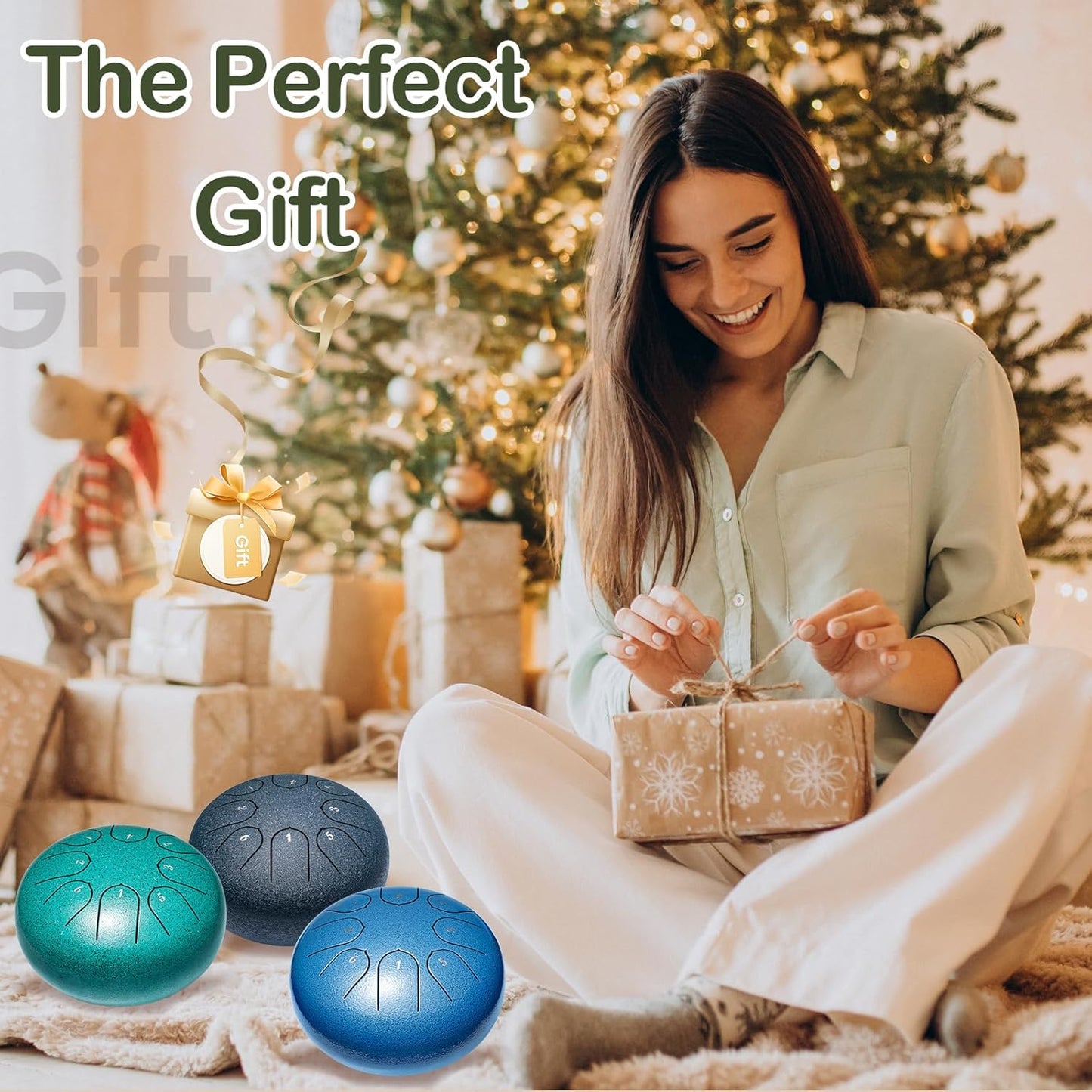 Steel Tongue Drum Percussion, 6 Inch 8 Notes Musical Instruments, Music Gifts for Family Friends (Bronze)