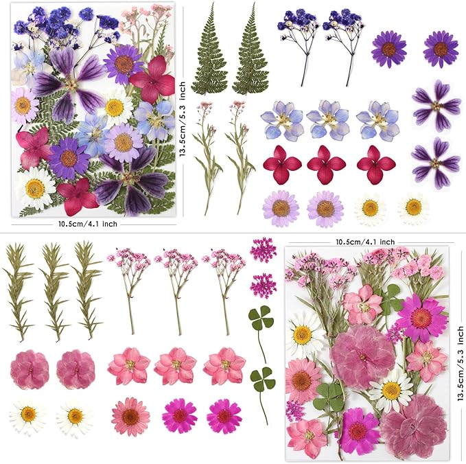 80 Pcs Dried Flowers for Crafts, Real Natural Dried Pressed Flowers in Vibrant Colors for Resin, DIY Art, Jewelry, Candle & Soap Making – Tweezers Included