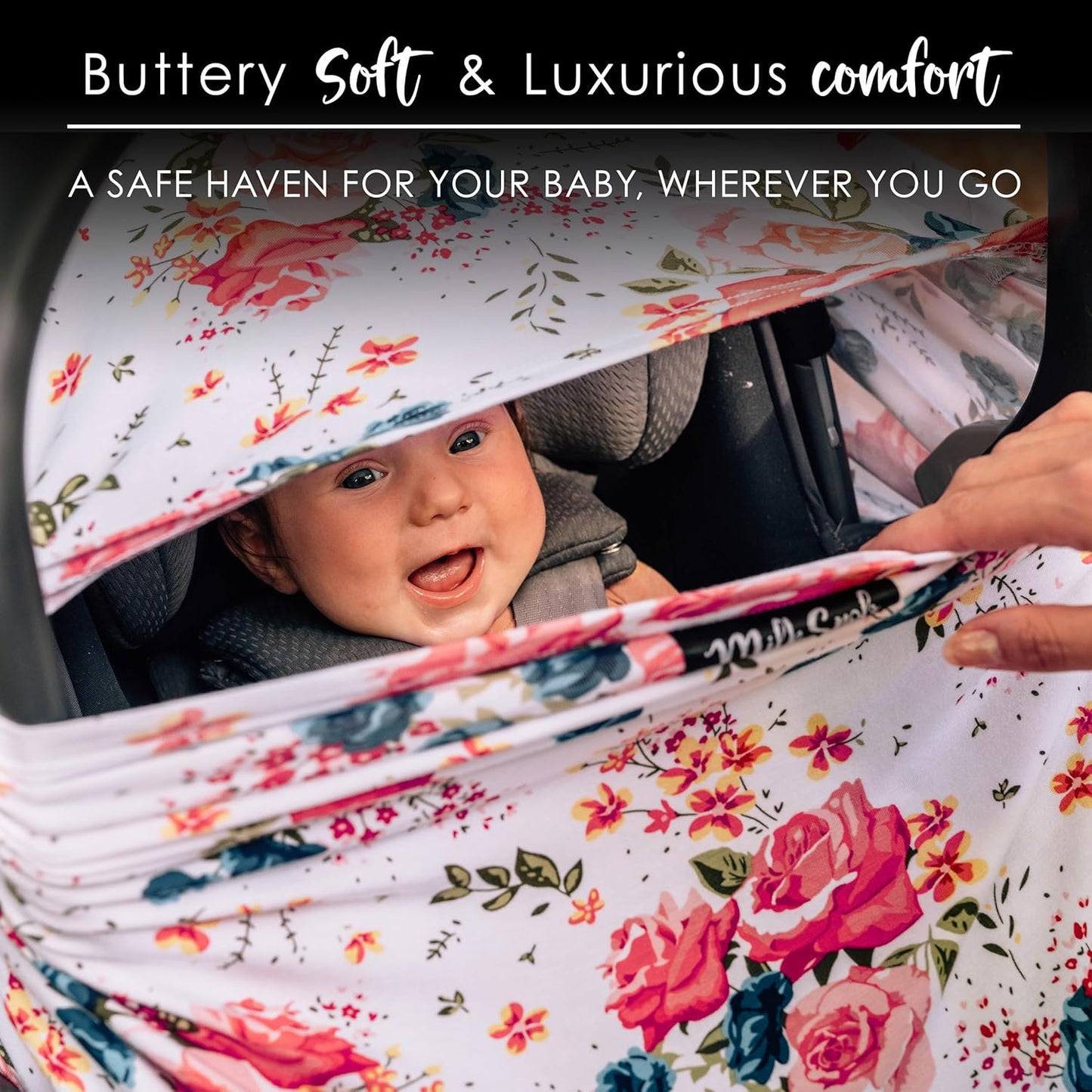 Milk Snob Original 5-in-1 Cover - Added Privacy for Breastfeeding, Baby Car Seat, Carrier, Stroller, High Chair, Shopping Cart, Lounger Canopy - Newborn Essentials, Nursing Top, French Floral