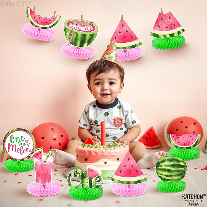 KatchOn, One In A Melon Centerpieces – Pack of 9 | One in a Melon Party Decorations | Watermelon Birthday Decorations, Watermelon Centerpieces for Tables for Birthday, Baby Shower, Summer Party Decor