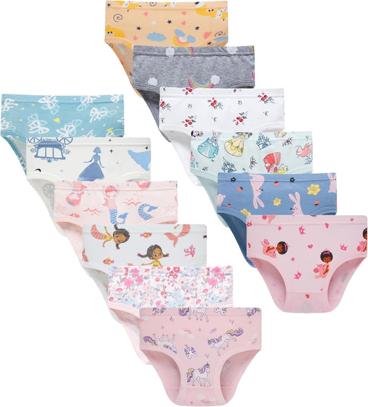 Boboking Girls Soft Underwear Toddler Kids Briefs Cotton Panties 12-pack