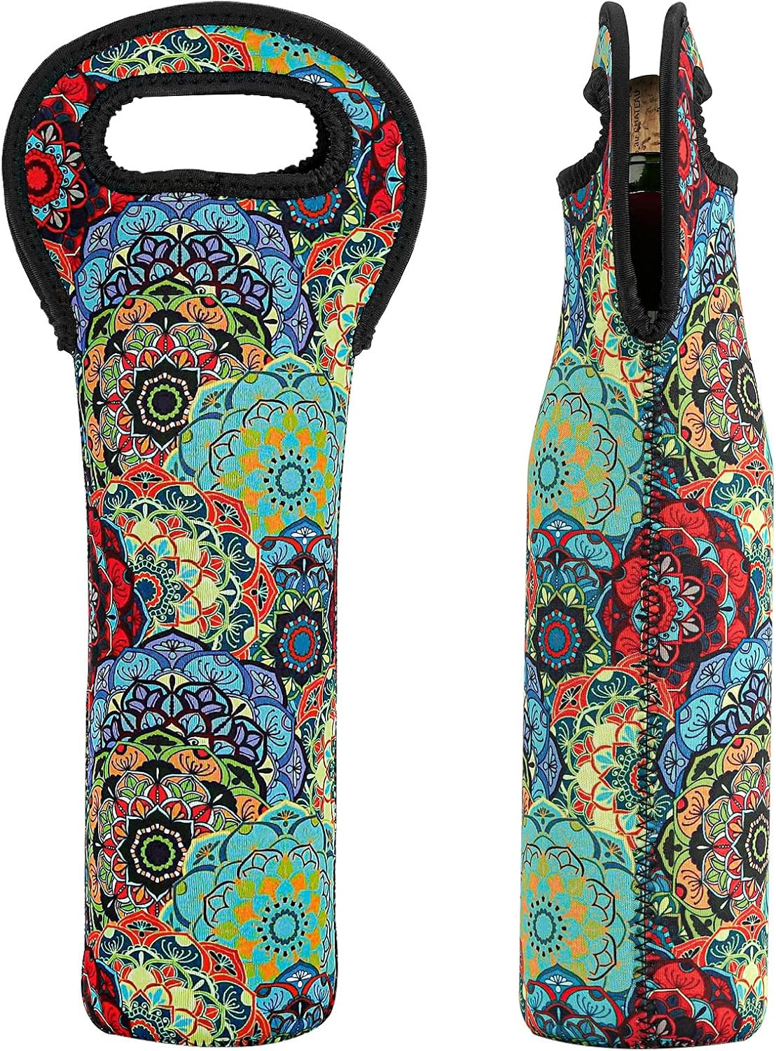 Wine Bag, Wine Carrier Tote Bag, Wine Bottle Protector, Insulated Neoprene Hand Bag, Wine Bags for Wine Bottles Gifts, Wine Bottle Holder for Travel with Secure Carry Handle (2 Pack)