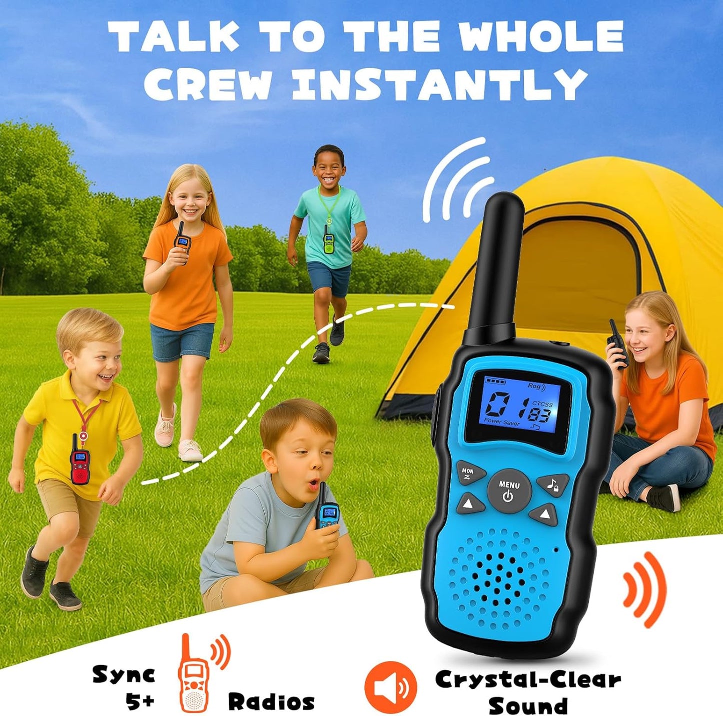 Wishouse Walkie Talkies for Kids Rechargeable 4 Pack,Walky Talky for Adults 2 Way Radio with 2 USB Chargers 12000mAh Battery,Camping Games Toy Birthday Halloween Xmas Gift for Children Family