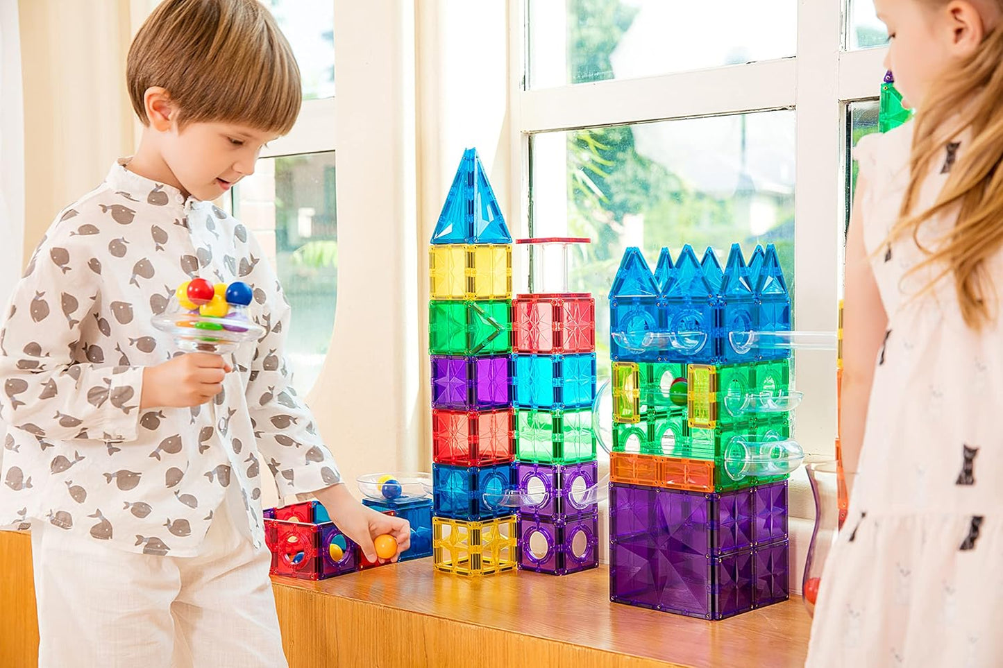 120PCS Premium MagneticTiles Marble Run, MagnetTiles, STEM AUTHENTICATED, Magnetic Blocks, Magnetic Building Blocks, Magnets for Kids, MagneticTile Toy, Boys Girls Age 3 4 5 6 7 8