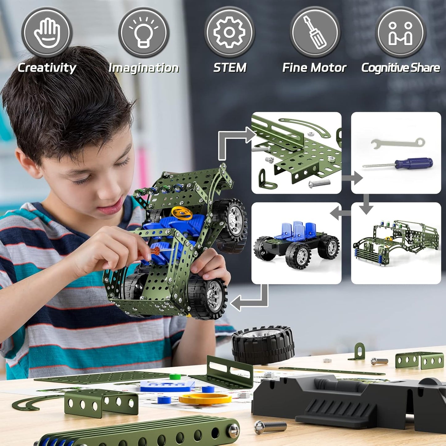 Lucky Doug Building Toys Model Truck Set - STEM Project for Kids Ages 8-12, Assembly Model Car Kits Toys for Kids Boys 8 9 10 11 Years Old