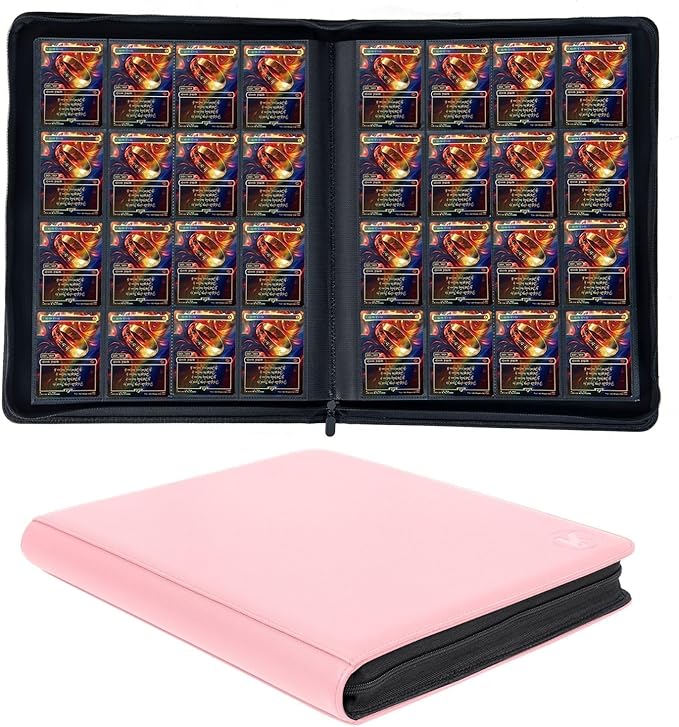 1000+ Pockets Trading Card Binder, 16-Pocket Card Ablum Compatible with MTG,Sports Cards & Other Standard Size Trading Cards (Pink)