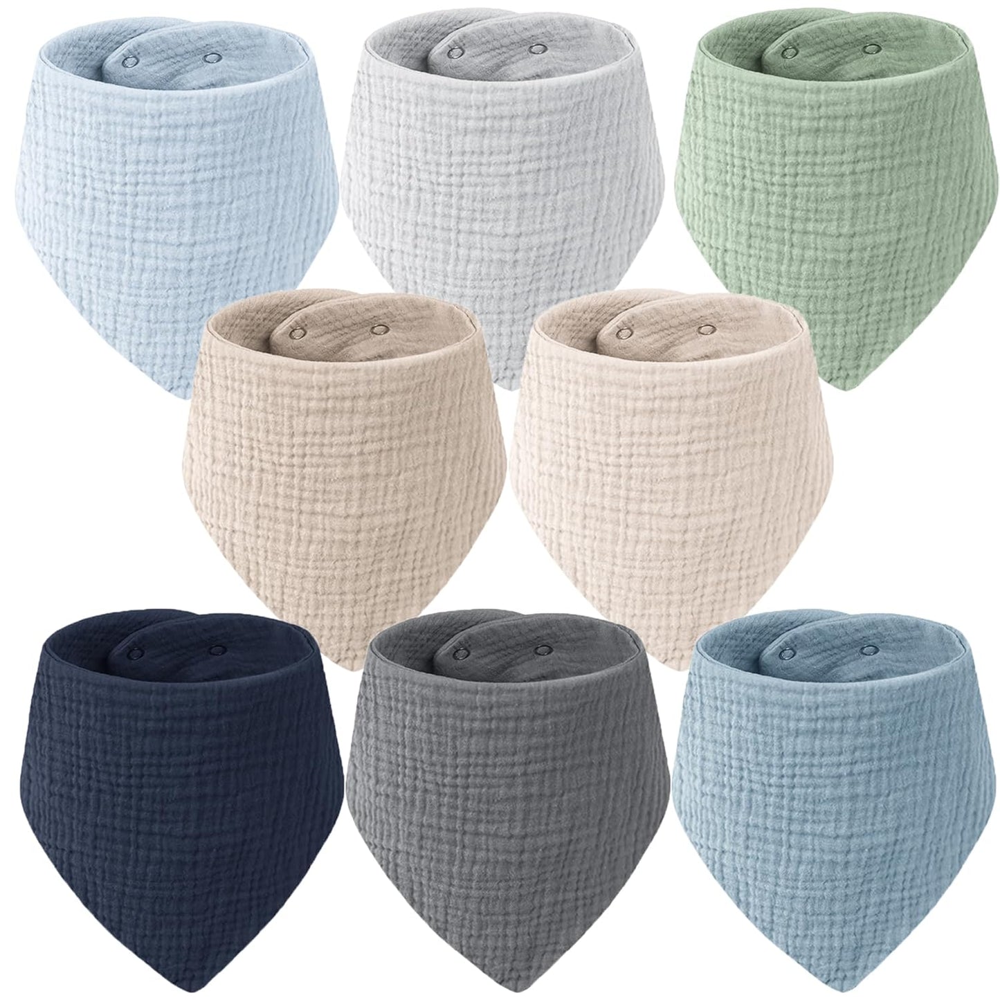 8-Pack Muslin Baby Bandana Drool Bibs – Soft & Absorbent 100% Cotton Teething and Drooling Essentials for Boys, Girls, Newborns & Toddlers