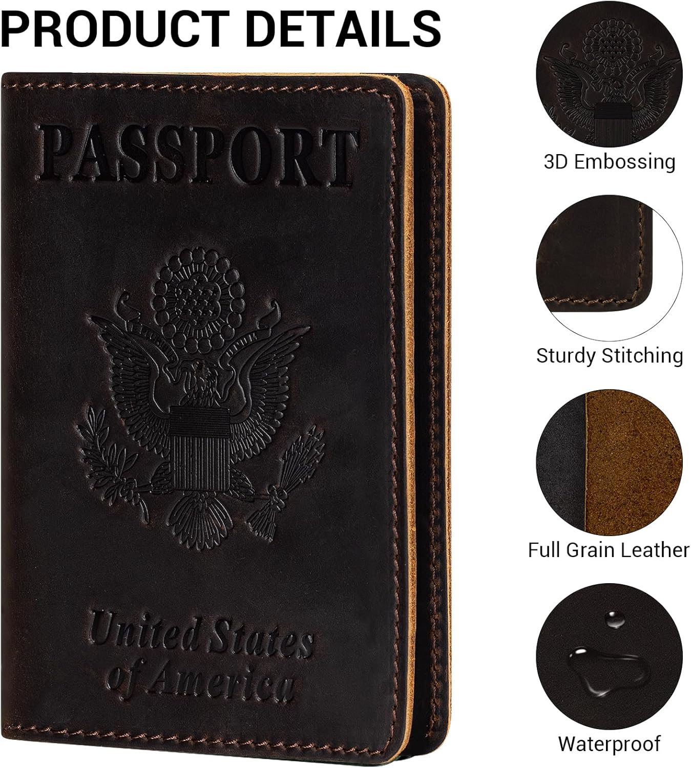 BIAOTIE Premium Leather Passport Holder Covers, Rfid Travel Wallet Passport Document Holder, Travel Essentials Wallet Cover Case for Men and Women (Coffee)