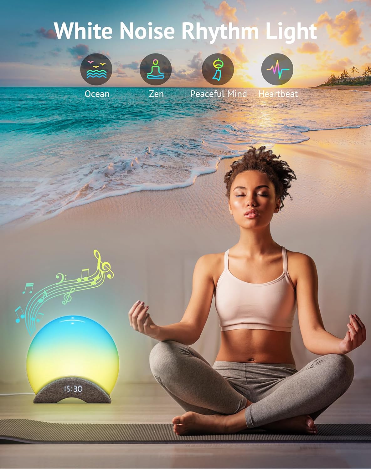 LaView Smart White Noise Machine,App Control Sleep Sound Machine Night Light 25 Relaxing Sounds and 8 Rhythm Modes,Sunrise Wake Up Light,Smart Alarm Clock for Kid/Adult, Ideal for Gift
