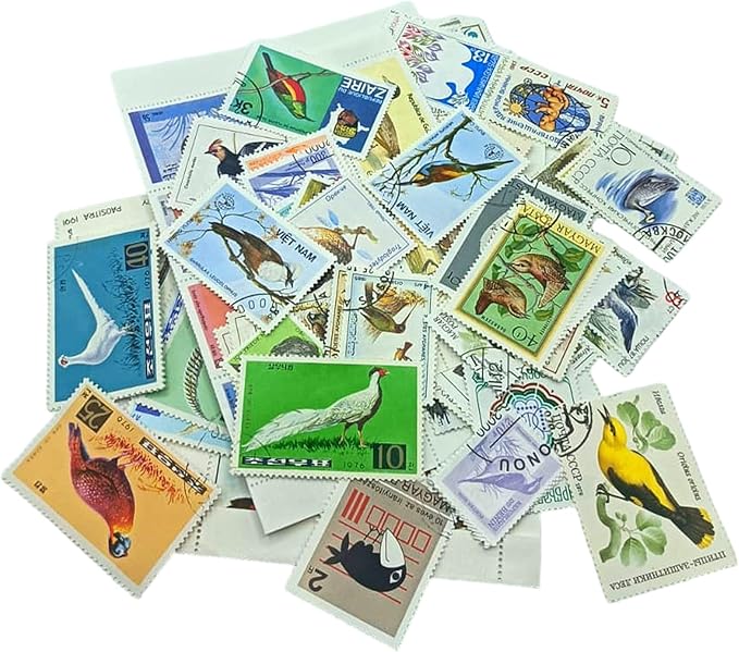 IMPACTO COLECCIONABLES – 100 Bird-Themed Stamps Collection with Included Album (5.5 x 7 x 0.4 in) | Enhance your philatelic collection with authentic postmarked stamps in a compact and elegant album