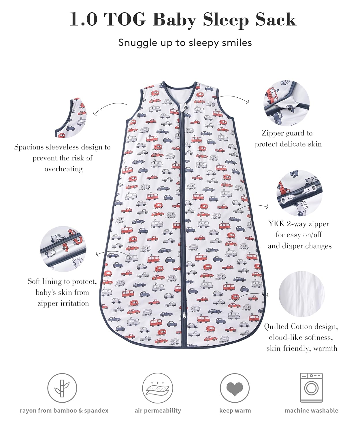 Baby Sleep Sack 2-4 T 95% Rayon from Bamboo 5% Spandex Boys & Girls Wearable Blanket 1.0 TOG Toddler Sleeping Sack 2- Way Zipper X-Large