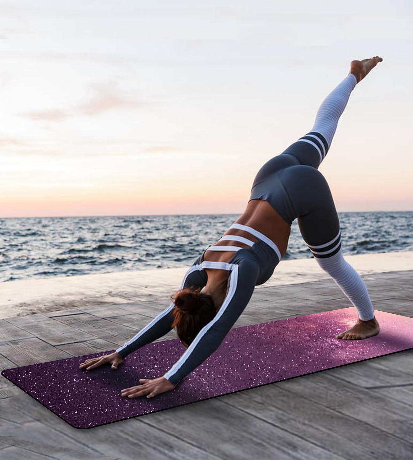 Non Slip Yoga Mat TPE Workout Mat for Men Women, Thick Workout Mat with Carrying Strap, Fitness Mats for Exercise, Yoga, Fitness, Pilates, Floor Workouts (72" x 24" x 6mm)