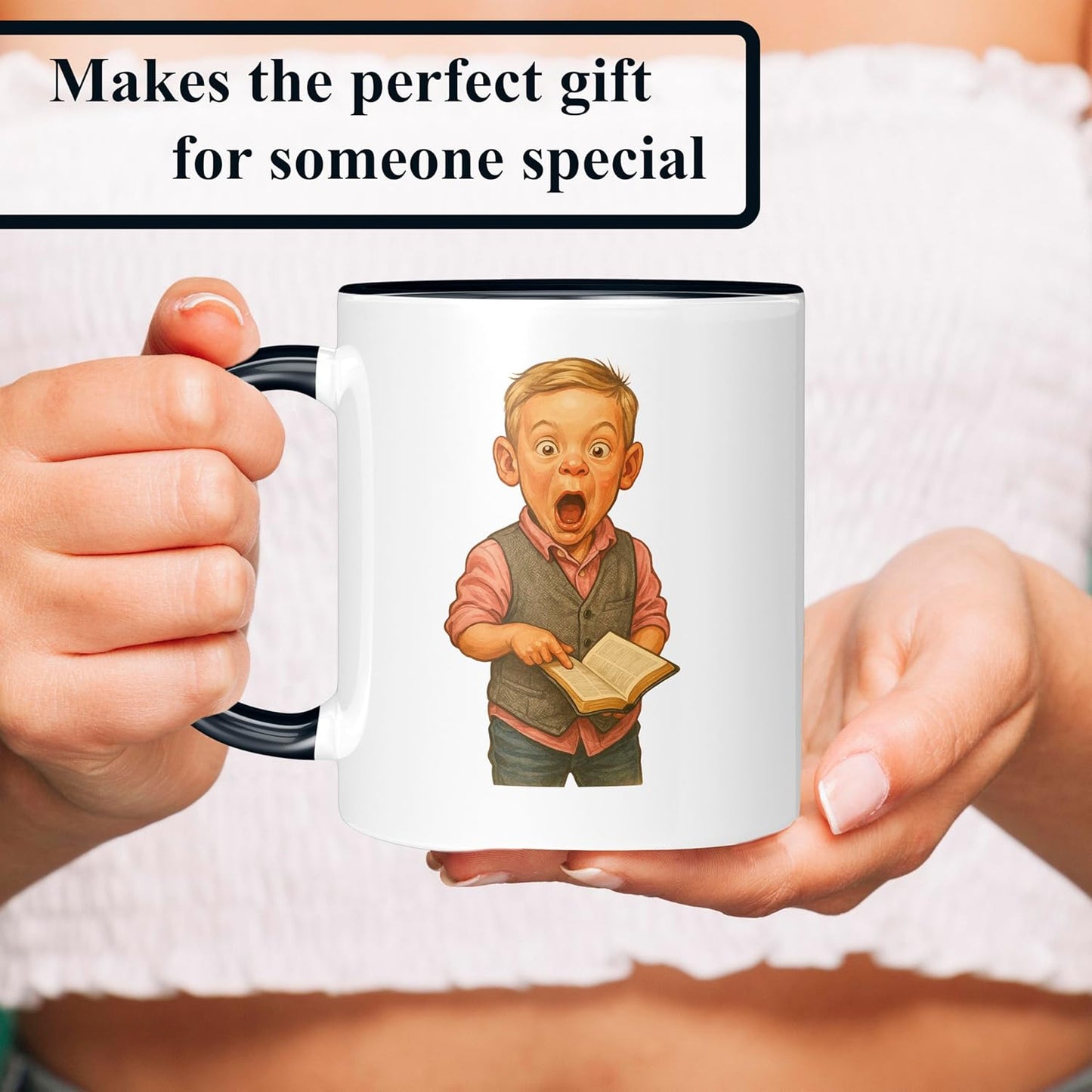 Personalized Coffee Mug, Custom Photo Caricature Gift, Funny Customized Coffee Gift for Men & Women, Custom Mugs with Pictures, Black 11oz Customized Fathers Day Mug