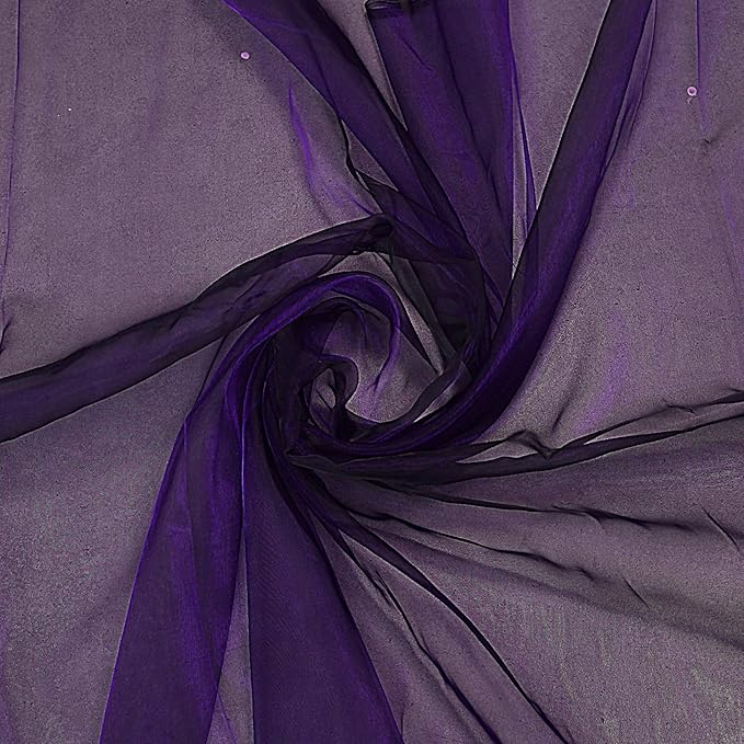 VDS Purple Organza Fabric, 30 Yards Continuous, 45” Wide, Wedding Party Decoration Iridescent Crystal Sheer Shiny Organza Tulle Bridal Dress DIY Crafts Costume Sewing Backdrop Arch Cloth