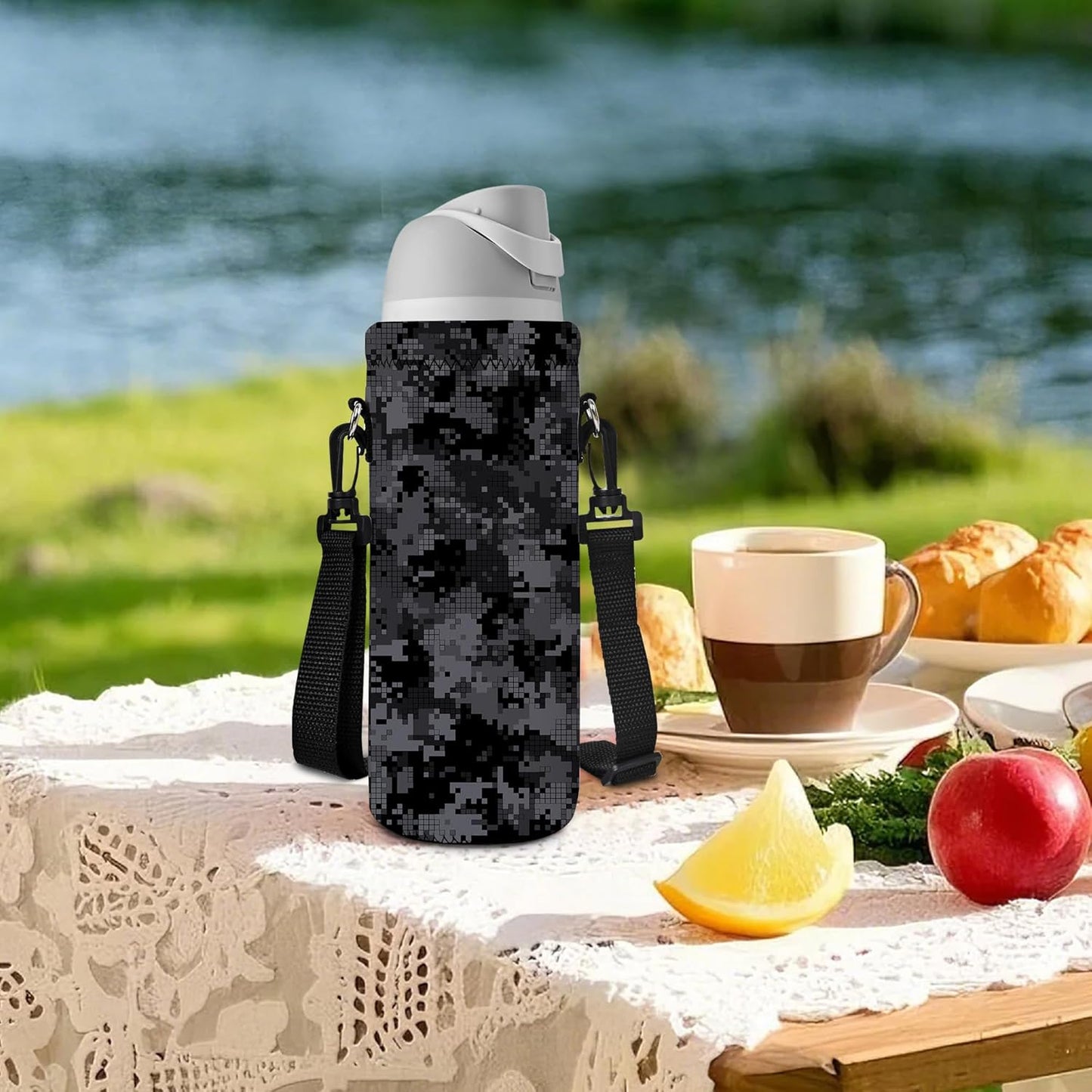 AUPET Water Bottle Sling Bag Carrier Crossbody Sleeve,Insulated Neoprene Bottle Case Holder Pouch Cover 500ML/17oz with Shoulder Strap for Walking Women Men