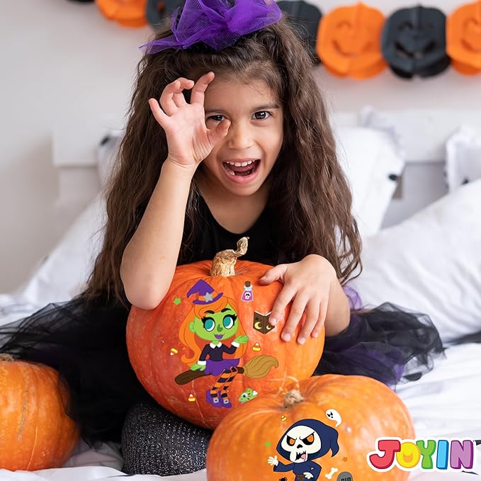 JOYIN 48 Pcs Halloween Make a Face Stickers, Halloween Party Favor for Kids, Art Craft Party Supplies, Classroom Activities Games Goodies, Sticker Sheets with Witch, Vampire Designs