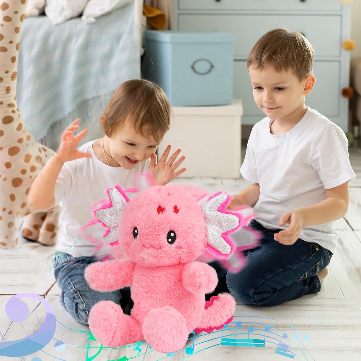 Cuteoy Talking Axolotl Repeat What You Say Musical Stuffed Animal Shaking Singing Plush Toy Electric Interactive Animated Salamander Plushies for Kids Girls Boys Birthday