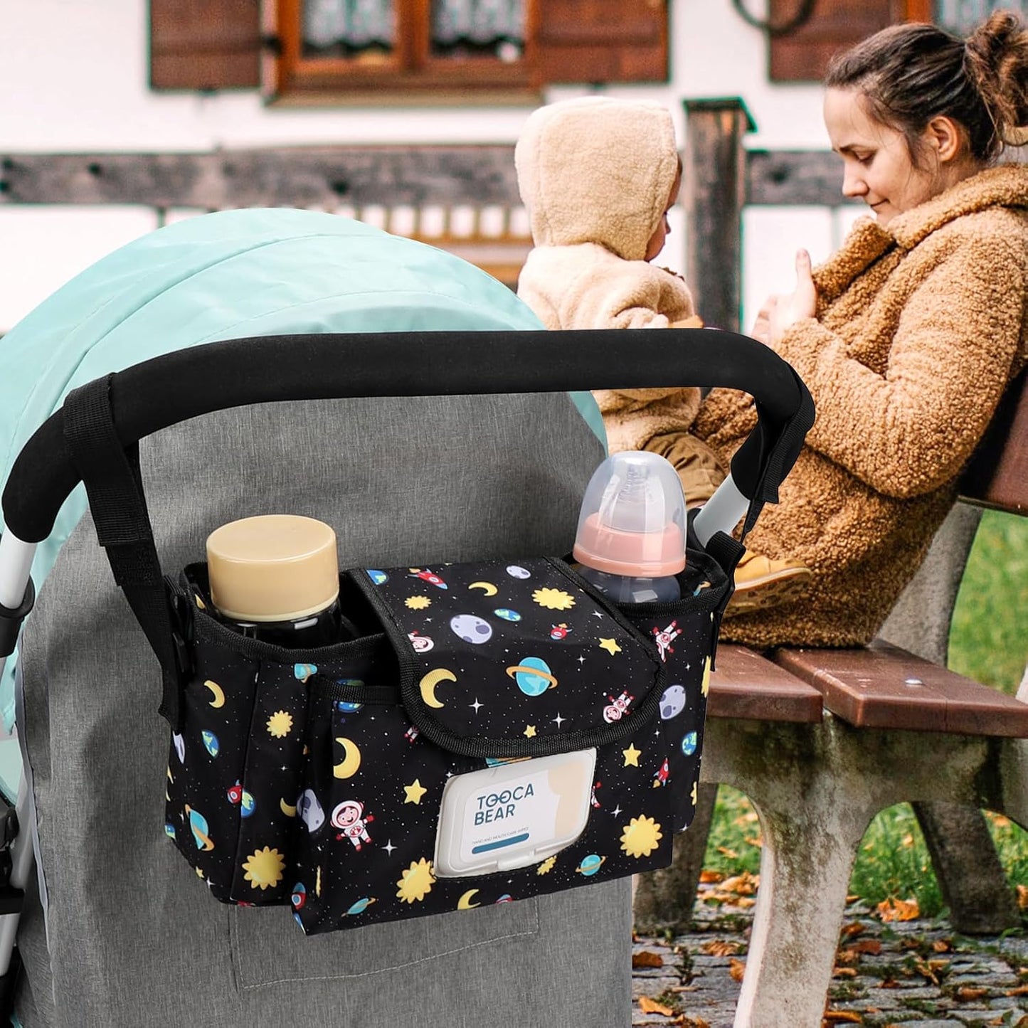 Accmor Universal Stroller Organizer with Insulated Cup Holder and Shoulder Strap, Stroller Bag Caddy Organizer Stroller Accessories for Uppababy, Baby Jogger, Nuna, Doona, Britax Strollers