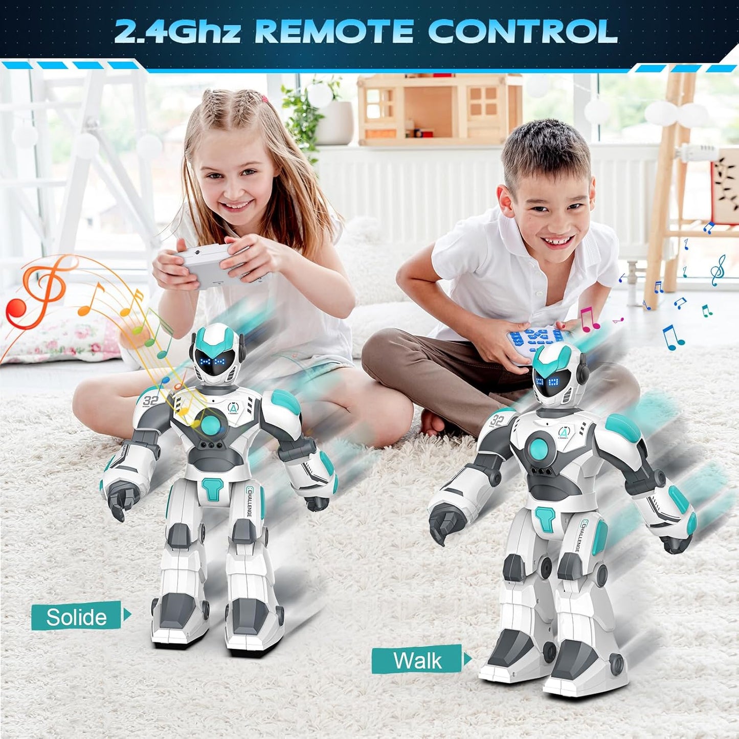 VATOS Remote Control Robot for Kids Extra Large, 15.4" Programmable RC Robot Toy with Sing Dance, Gesture Sensing & Voice Control Rechargeable Smart Toy for Boys Girls Toddler 3 4 5 6 8+