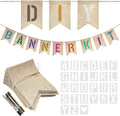 20 PCS Burlap Banner with 27 PCS Letters Stencil DIY Customizable Birthday Party Banners Decorations for Wedding, Camping