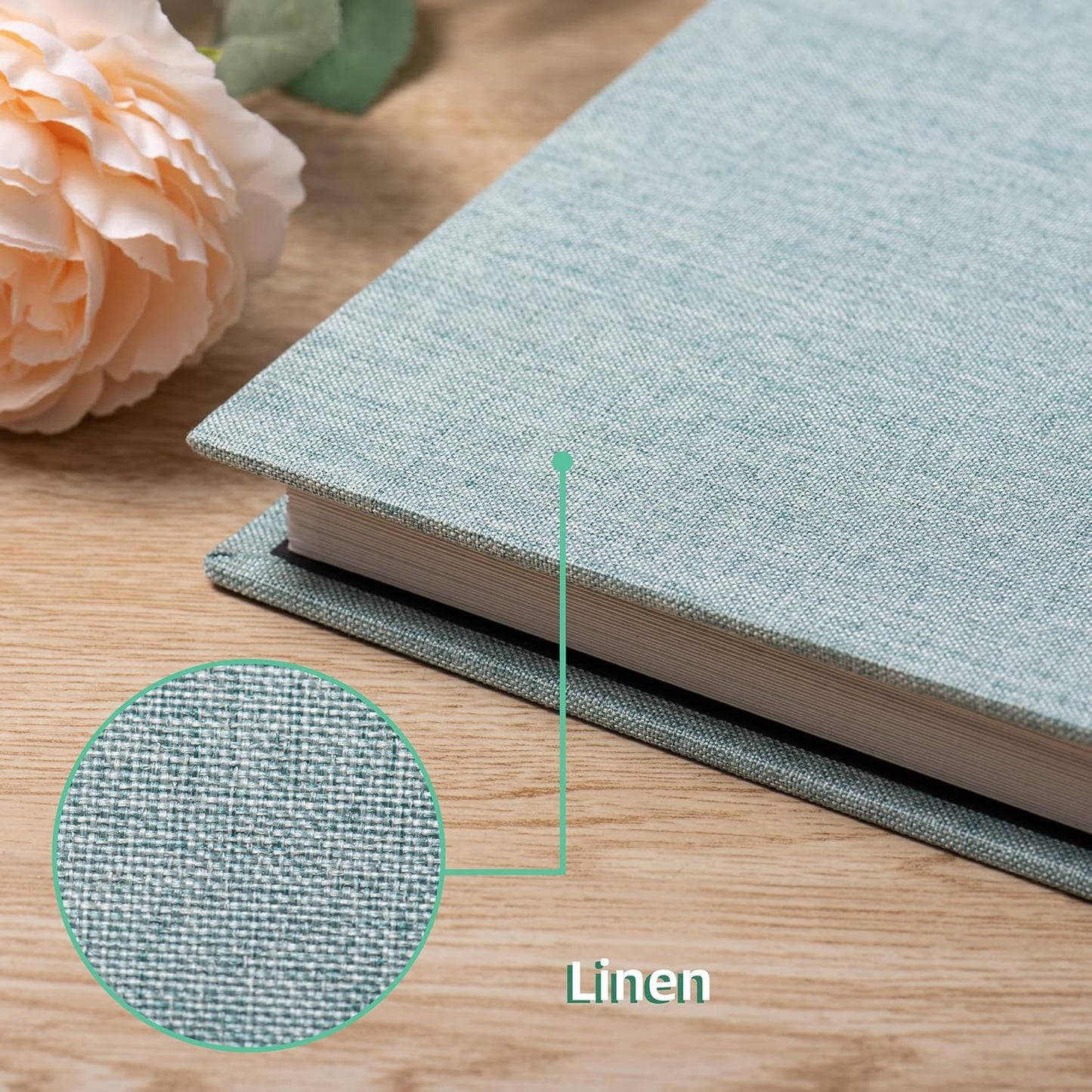 Large Photo Album Self Adhesive Scrapbook Album for 4×6 5×7 8×10 Pictures DIY Magnetic Linen Cover Album 40 Pages for Family Wedding Gifts with Metal Pen and Plastic Board