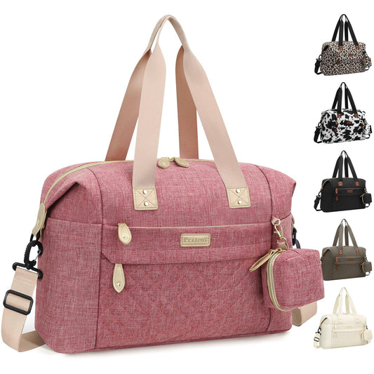 Diaper Bag Tote - Diaper Baby Bags with Pacifier Case, Shoulder Straps, Stroller Clips, Waterproof Large Mommy Bag Maternity Bag Travel Baby Bag for Mom and Dad, Pink