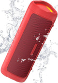Bluetooth Speaker with HD Sound, Portable Wireless, IPX5 Waterproof, Up to 20H Playtime, TWS Pairing, BT5.3, for Home/Party/Outdoor/Beach, Stocking Stuffers, White Elephant Gifts for Adults (Red)