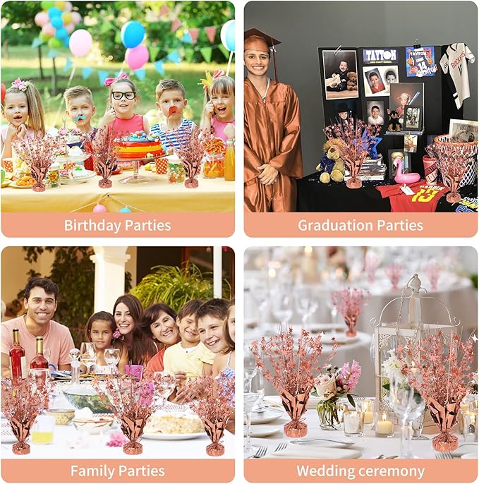 6 Pack Star Table Centerpieces for Party, Birthday Table Decorations for Kids Adults, Party Centerpieces for Tables for Wedding Baby Shower Graduation Holiday Event (Rose Gold)