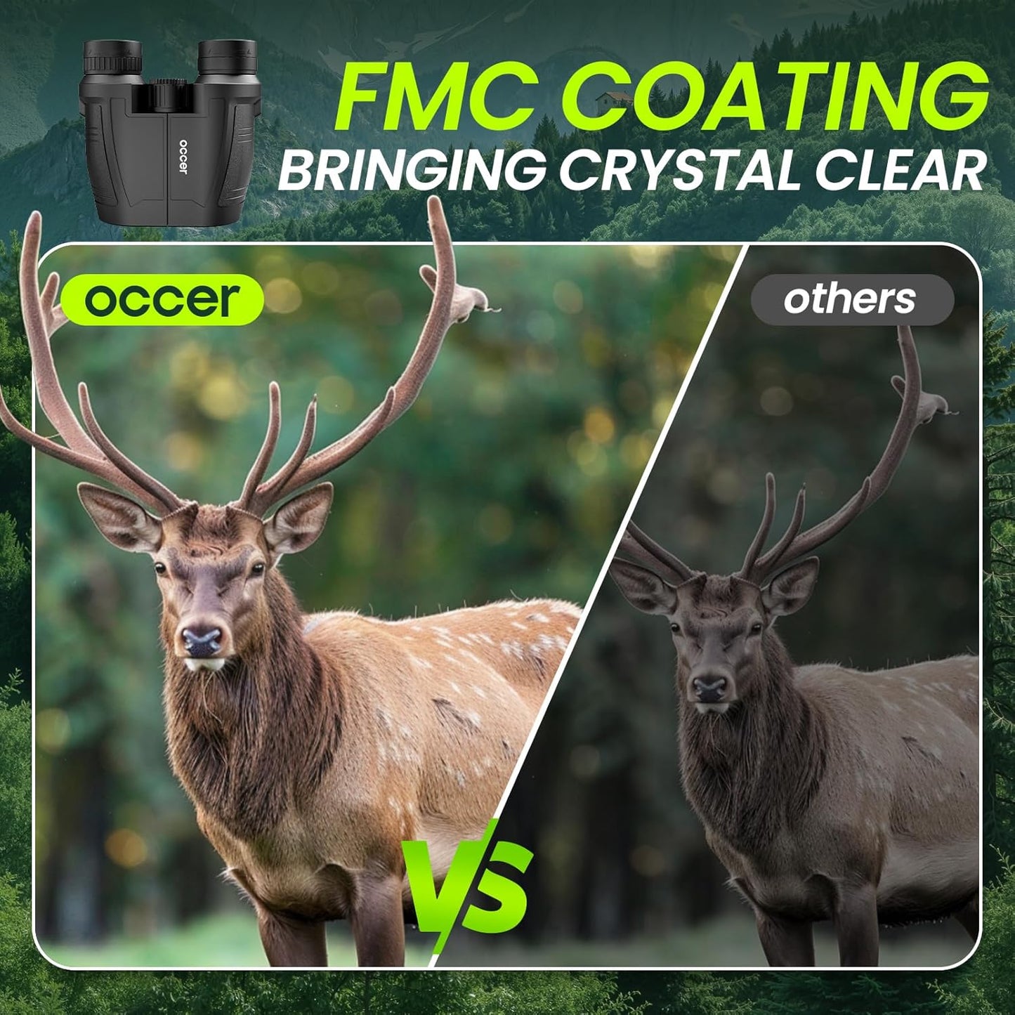 Occer 12x32 Compact Binoculars for Adults High Powered, Large Eyepiece Binocular for Kids - Easy Focus Binoculars for Bird Watching,Cruise Ship, Hunting,Travel,Sightseeing