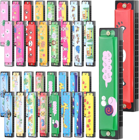 32 Pcs Harmonica, 16 Holes Cartoon Harmonica Toy with Double Row - Perfect for Adult Beginners' Musical Instrument Toy Gift, Birthday Parties, Christmas harmonicas