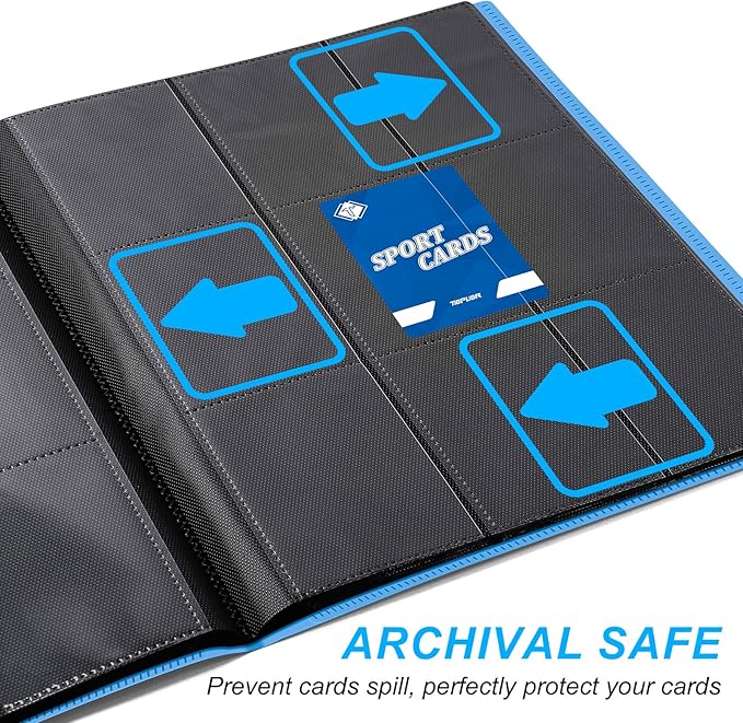 Trading Card Binder Holder 9 Pocket Card Album Folder, Card Collection Binder with 360 Side Loading Pocket Card Book Fit for MTG Game Football Sports Cards TCG Baseball Cards Binder (Sky Blue)